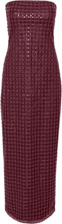 Rotate Abito lungo con paillettes - Rosso