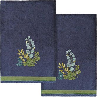 Linum Home Textiles 100% Turkish Cotton Botanica 2Pc Embellished Bath Towel Set