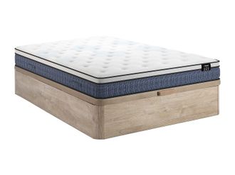 Vente-Unique Conjunto 140 x 190 cm somier canap&eacute; natural claro + colch&oacute;n de muelles ensacados 7 zonas y acogida de gel con memoria de forma grosor 23 cm - VARNO de