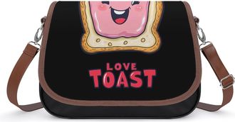 Generic I Love Toast Stawberry Womens Crossbody Bag Fashion Shoulder Handbags Message Tote Bag with Adjustable Strap