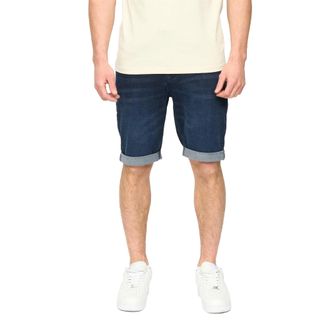 Crosshatch Heren Youlgreeve Denim Short met riem (Donker Washed)