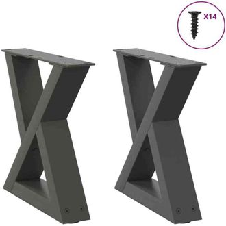 vidaXL Vidaxl - Patas Para Mesa De Centro (2 Unidades), Antracita, 40 X (30-31,3) Cm, Acero