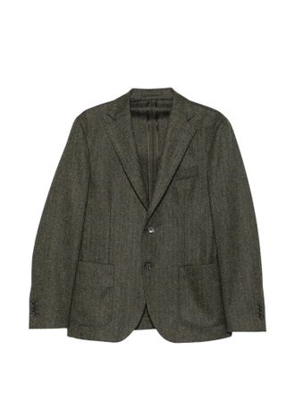 Lubiam Herringbone Tailored Brando Jacket in Olive Green