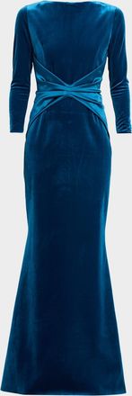 La Petite Robe Di Chiara Boni Jaslette Satin-Embellished Velvet Mermaid Gown