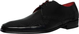 Jeffery West Gepolijste Leren Brogue Schoenen, Zwart