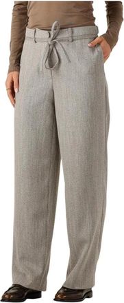 Modstr&ouml;m Zandkleurige Popemd Pants voor herfst/winter - Dames - Straight fit broeken - Grijs - XS - Broeken