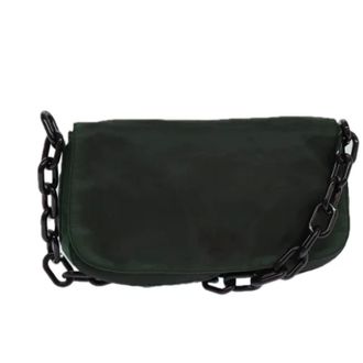 Prada Pre-owned Shoulder Bags, female, Green, Size: ONE SIZE Pre-owned Vintage Nylon Shoulder Bag