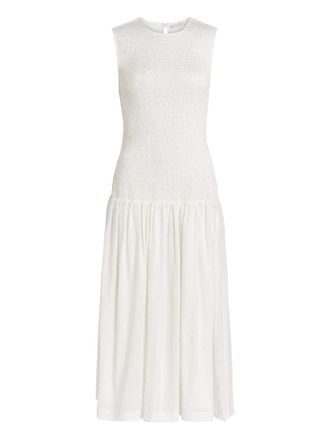 Marie Oliver Porter smocked-bodice midi dress - White
