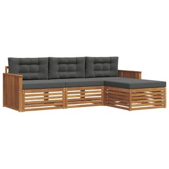 vidaXL Conjunto De Sof&aacute;s De Exterior Con Coj&iacute;n Natural Y Antracita Vidaxl
