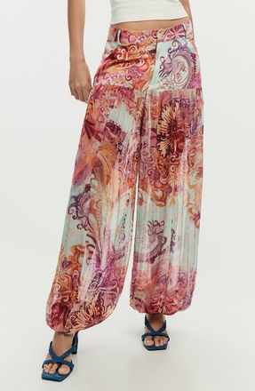 Desigual Print Balloon Pants in Burgundy at Nordstrom, Size X-Large