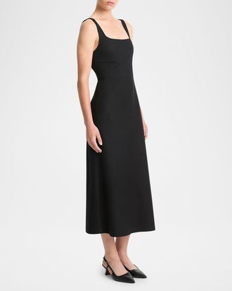Vince Square-Neck Column Midi Dress