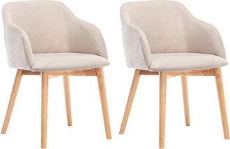 Vente-Unique Juego de 2 sillas - Tela y hevea - Beige - JELISA