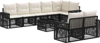 vidaXL Conjunto De Sof&aacute;s De Jard&iacute;n 9 Uds. Negro Y Blanco Crema Vidaxl