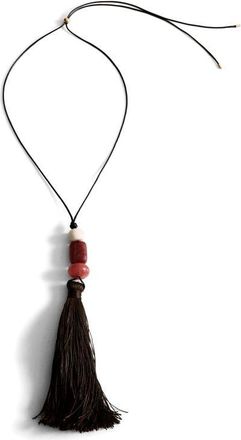 Mango Stone Bead Tassel Pendant Necklace in Brown at Nordstrom