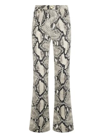 Roberto Cavalli python-print trousers - women - Cotton/Spandex/Elastane - 42 - Brown