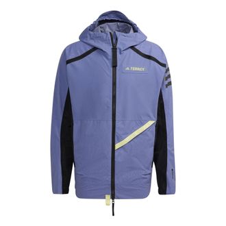 adidas Mens adidas Colorblock Alphabet Offset Printing Windproof Waterproof Hooded Jacket Blue GQ3705