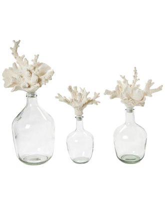Two's Company Set Of 3 Glass Bottle Jars With Stopper