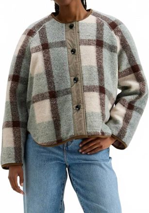 Bellerose Hari Reversible Wool Blend Jacket In Blue Plaid / Pink Quilt