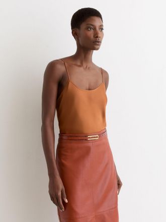 Reiss Tan Leather Crocodile-effect Belt, XL