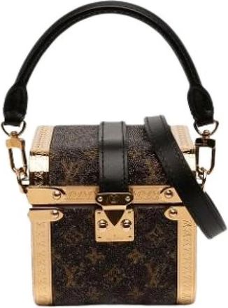 Louis Vuitton Pre-owned Monogram Satin Satchel - Dames - Vintage Handtas - Bruin - ONE Size - Leer - Vintage
