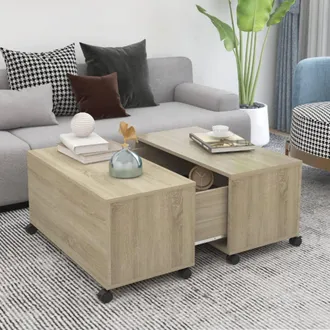 vidaXL Mesa De Centro Madera Contrachapada Roble Sonoma 75x75x38 Cm Vidaxl