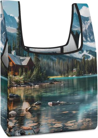 Generic Canada Ohara Lake Yoho National Park Shopping Bag Reusable Grocery Tote Bag Foldable Handbag for Travel Picnic