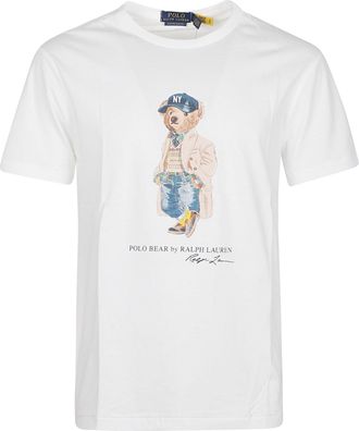 Polo Ralph Lauren White Bear Graphic Cotton T-Shirt
