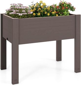 Costway Costway - Letto da Giardino Rialzato, Fioriera con Indicatore di Livello dellAcqua, Foro di Drenaggio e Divisori Rimovibili, Aiuola Rialzata da