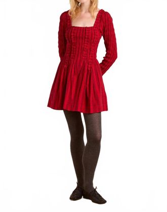 Damson Madder Raphaela Mini Dress In Red Stripe