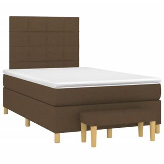vidaXL Vidaxl - Cama Box Spring Con Colch&oacute;n Tela Marr&oacute;n Oscuro 120x190 Cm
