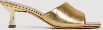 Sandro Heeled metallic leather mules