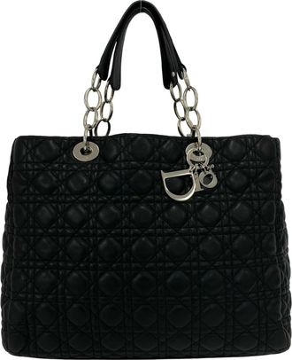 Dior Black Leather Handbag Tote Bag (Pre-Owned)