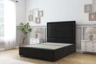 Sloomy Ashford Plush Divan Base 2 Drawers - 54 Headboard & 12 Footboard in Black | Size: Small Single
