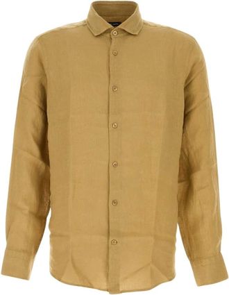 Frescobol Carioca Antonio Shirt - Heren - Casual Overhemden - Beige - M - Linnen - Overhemden