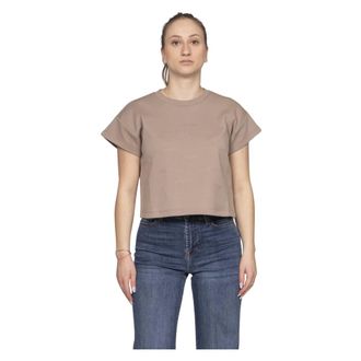 Elisabetta Franchi T-Shirts, female, Beige, Size: XS Jersey T-Shirt with Lettering Print