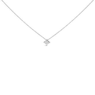 House of Brilliance 10K Gold 1/10 Cttw Bezel Set Solitaire Princess Diamond Kite Shaped Pendent Necklace in White at Nordstrom