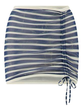 Jean Paul Gaultier Marini&egrave;re print gathered mini skirt - Blue