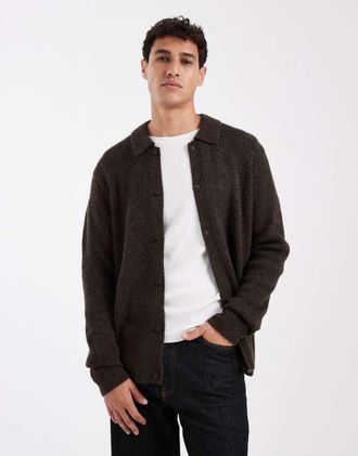 Levi's Maglione stile polo marrone con bottoni