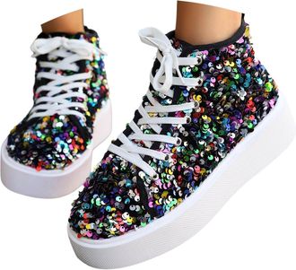 Generic Glitter Shoes Sequins Sports Shoes Trainers Womens Trainers Carnival Jogging Shoes Outdoor Walking Shoes Party Shoes Rhinestone Lightweight Flat Sole 