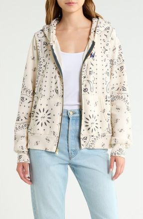 Aviator Nation Bandana Front Zip Hoodie in Vintage White at Nordstrom, Size X-Large