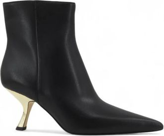 Michael Kors Luna Enkellaars - Dames - Laarzen met Hak - Zwart - 37 1/2 EU - Leer - Schoenen