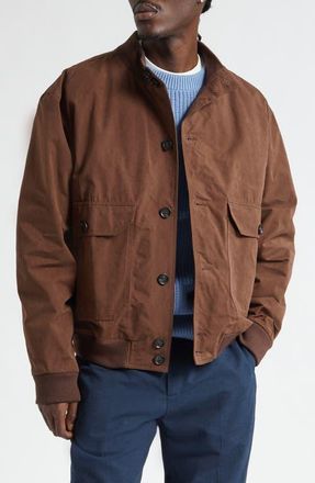 Palmes Water Repellent Nylon Rib Collar Jacket in Brown at Nordstrom, Size 38 Us