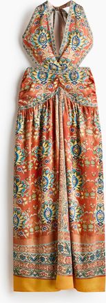 H&M Neckholderkleid mit freiem R&uuml;cken - Orange/Gemustert