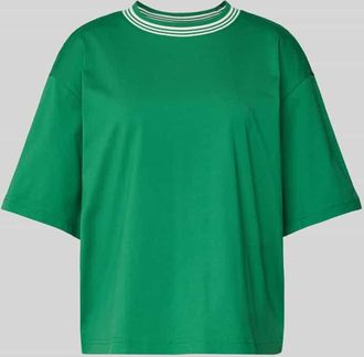 Jake*s Casual Oversized T-Shirt mit geripptem Rundhalsausschnitt in Grass, Gr&ouml;&szlig;e XS