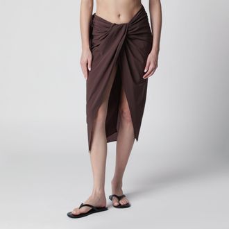 Jacquemus Brown asymmetric pareo skirt