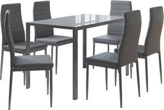 Vicco Set de mesa de comedor Grand, Gris, 120 x 75 cm Juego de 6