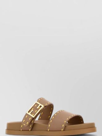Fendi leather feel flat double strap sandals