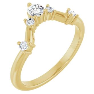 Pompeii3 1/2Ct Diamond V Shape Contour Wedding Guard Ring Lab Grown 14k Gold