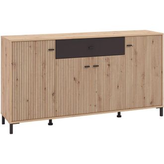Home Heavenly Home Heavenly - Aparador Avion, Dise&ntilde;o Moderno Con Acabado Roble Y Detalles Negro Alistonado, Patas Y Tiradores Pvc, Disponible Medida: 170 Cm