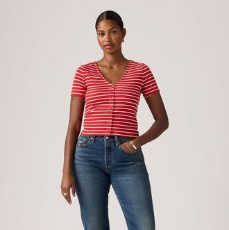 Levi's Gestreept V-hals T-shirt